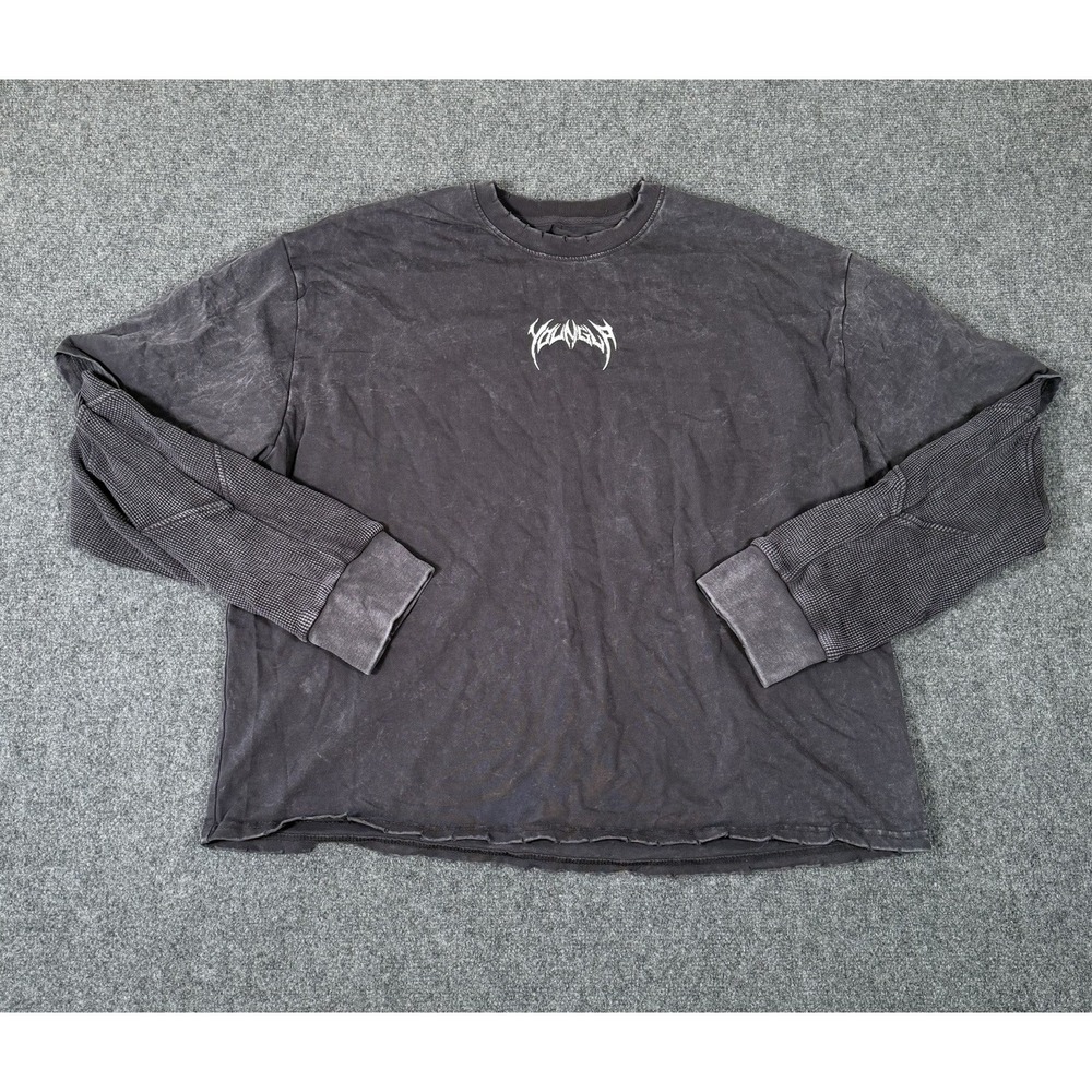 Youngla Shadow Twofer Shirt Mens XL Charcoal Wash Heavy Cotton Boxy Casual